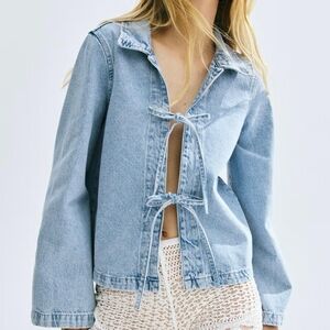 H&M Light Blue Denim Tie-Front Jacket